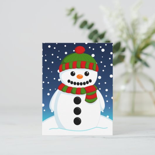 かわいいクリスマススノーマン ポストカード (スタンド正面)