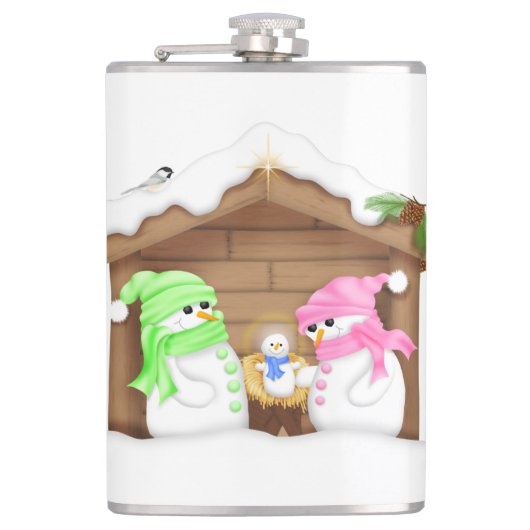 かわいいクリスマススノーマン+マネージャー フラスク (正面)