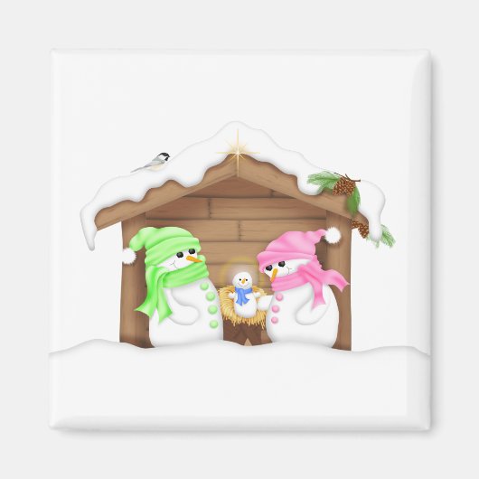 かわいいクリスマススノーマン+マネージャー マグネット (正面)