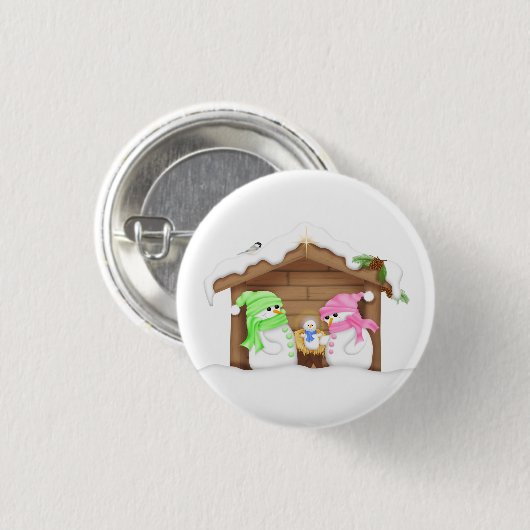 かわいいクリスマススノーマン+マネージャー 缶バッジ (正面&裏面)