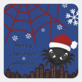かわいいクリスマススパイダーのオリジナルデザイン スクエアシール (正面)