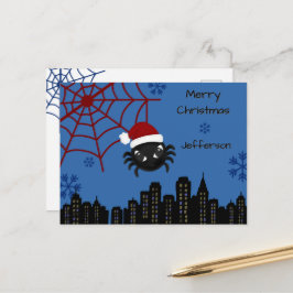 かわいいクリスマススパイダーのパーソナライズ シーズンポストカード
