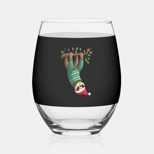 かわいいクリスマススローサンタ帽子 クリスマスロー - ツリーL ステムなしワイングラス (正面)