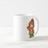 かわいいクリスマスセーターの女の子マグカップ コーヒーマグカップ (正面右)