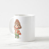 かわいいクリスマスセーターの女の子マグカップ コーヒーマグカップ (正面左)