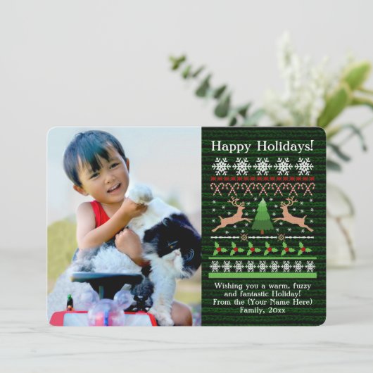 かわいいクリスマスセーターテーマフォトグリーティング シーズンカード (スタンド正面)