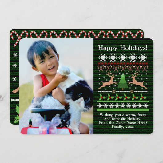 かわいいクリスマスセーターテーマフォトグリーティング シーズンカード (正面/裏面)