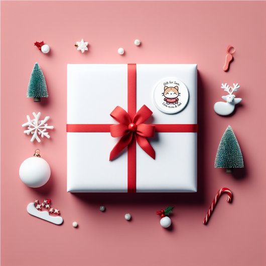 かわいいクリスマスセーター子猫 ラウンドシール