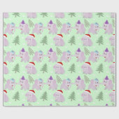 かわいいクリスマスゾウのパターン ラッピングペーパー (フラット)