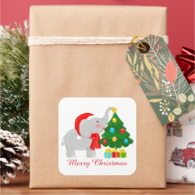 かわいいクリスマスゾウの木にメッセージシールを追加