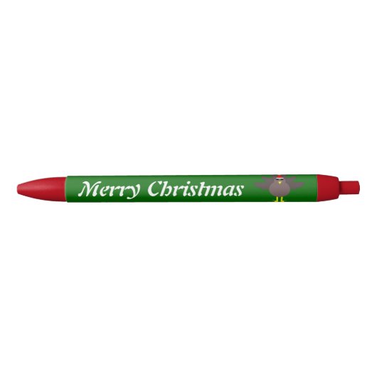 かわいいクリスマスターキーカスタムペン 黒ボールペン (正面)