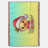 かわいいクリスマスダック漫画Santa-68362 スローブランケット (正面縦)