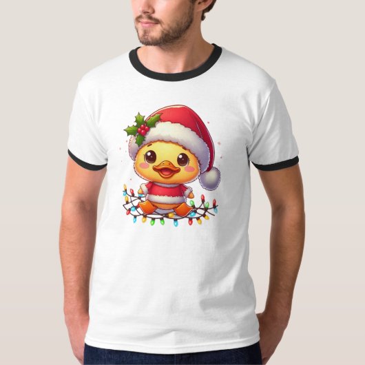 かわいいクリスマスダック漫画Santa-68362 Tシャツ (正面)