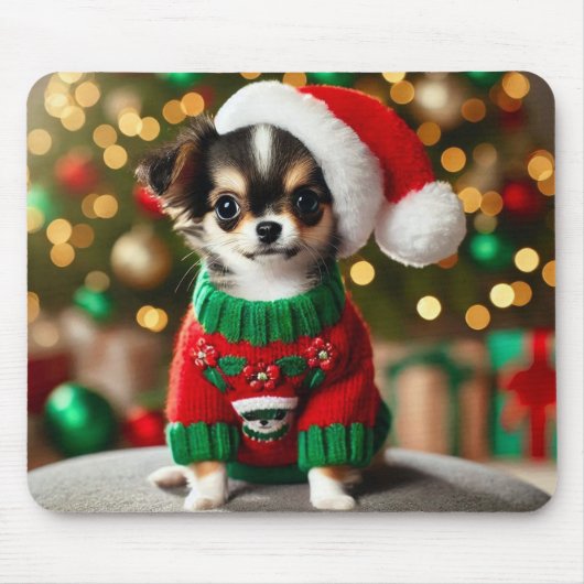 かわいいクリスマスチワワ マウスパッド (正面)