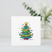 かわいいクリスマスツリーとオーナメント シーズンカード (スタンド正面)