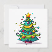 かわいいクリスマスツリーとオーナメント シーズンカード (裏面)
