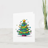 かわいいクリスマスツリーとオーナメント シーズンカード (正面)