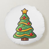 かわいいクリスマスツリーとオーナメント ラウンドクッション (裏面)