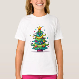 かわいいクリスマスツリーとオーナメント Tシャツ