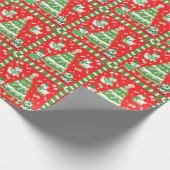 かわいいクリスマスツリーと骨つきの子犬 ラッピングペーパー (角)