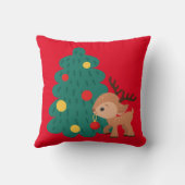 かわいいクリスマスツリーと鹿の子供 クッション (裏面)