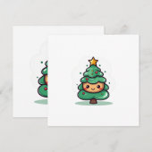 かわいいクリスマスツリーのキャラクター シーズンカード (正面/裏面)