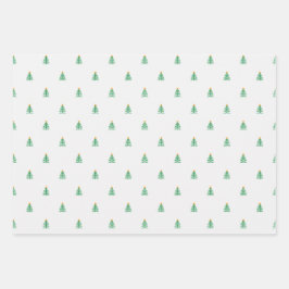 かわいいクリスマスツリーの上に白 ラッピングペーパーシート