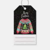 かわいいクリスマスツリーの不格好なクリスマススウェーター ギフトタグ (正面)