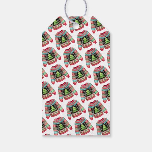 かわいいクリスマスツリーの不格好なクリスマススウェーター ギフトタグ (裏面)