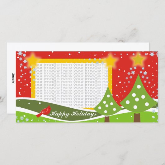 かわいいクリスマスツリーの写真カード シーズンカード (正面/裏面)