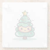 かわいいクリスマスツリーの愛らしいキャラクター ガラスコースター (裏面)