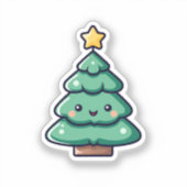 かわいいクリスマスツリーの愛らしいキャラクター シール (正面)