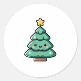 かわいいクリスマスツリーの愛らしいキャラクター ラウンドシール