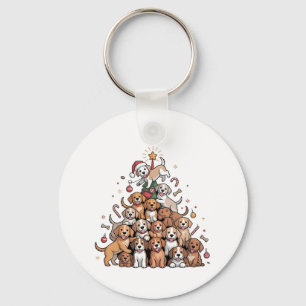 かわいいクリスマスツリーの犬のXmasツリーの子犬   キーホルダー