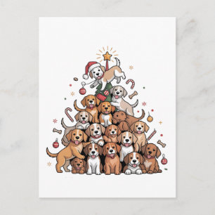 かわいいクリスマスツリーの犬のXmasツリーの子犬   シーズンポストカード