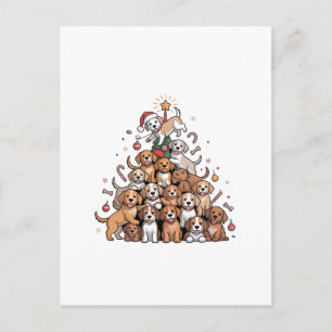 かわいいクリスマスツリーの犬のXmasツリーの子犬   シーズンポストカード