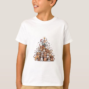 かわいいクリスマスツリーの犬のXmasツリーの子犬 Tシャツ