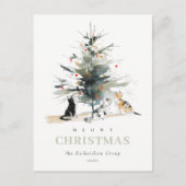 かわいいクリスマスツリーの猫のロ企業のゴ シーズンポストカード (正面)