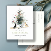 かわいいクリスマスツリーの猫のロ企業のゴ シーズンポストカード