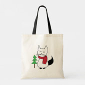 かわいいクリスマスツリーの猫 トートバッグ (裏面)