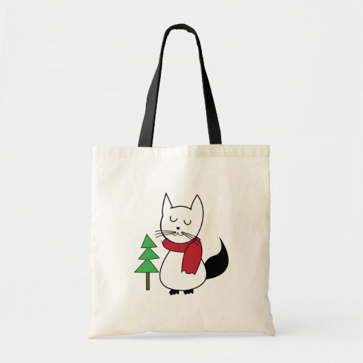 かわいいクリスマスツリーの猫 トートバッグ (正面)