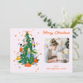 かわいいクリスマスツリーイラストレーション（写真あり） シーズンカード (スタンド正面)