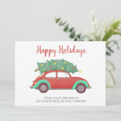 かわいいクリスマスツリーカー企業のビジネス シーズンカード (スタンド正面)