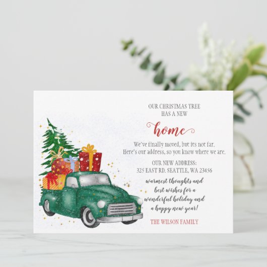 かわいいクリスマスツリーカー移動 シーズンカード (スタンド正面)