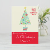かわいいクリスマスツリークリスマスパーティの招待状 招待状 (スタンド正面)