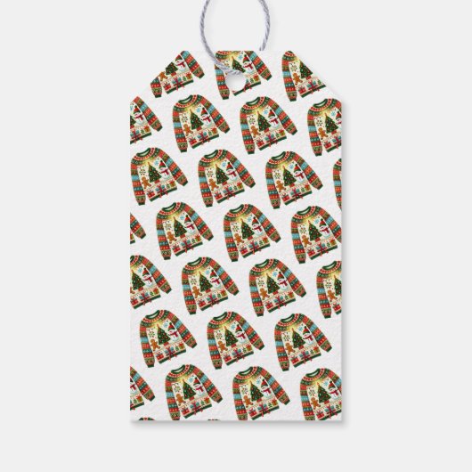 かわいいクリスマスツリートリオ醜いクリスマスセーター ギフトタグ (裏面)