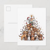 かわいいクリスマスツリードッグ クリスマスツリーパピー インビテーションポストカード (正面/裏面)