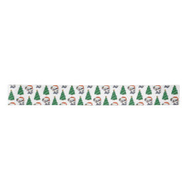 かわいいクリスマスツリーパンダ赤サンタハット サテンリボン