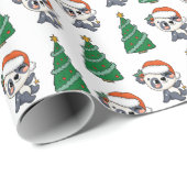 かわいいクリスマスツリーパンダ赤サンタハット ラッピングペーパー (ロールコーナー)