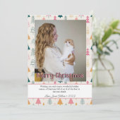 かわいいクリスマスツリーブラッシュピンクパターン シーズンカード (スタンド正面)